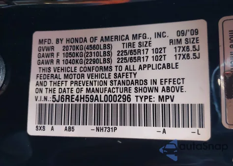2010 Honda Cr-V Ex z USA, uszkodzony, nr VIN 5J6RE4H59AL000296